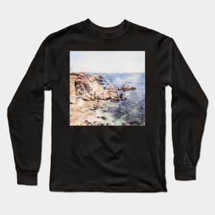 Monterey Bay Beach Cove Digital Watercolor 2021 Long Sleeve T-Shirt